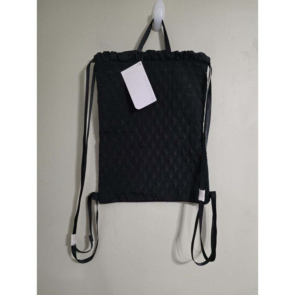 NWT Fabletics The Drawstring Backpack Black Quilted Bag Black OS